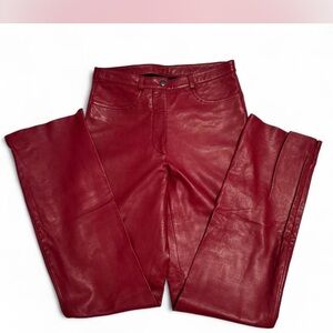 bebe Red Leather Straight Leg Pants